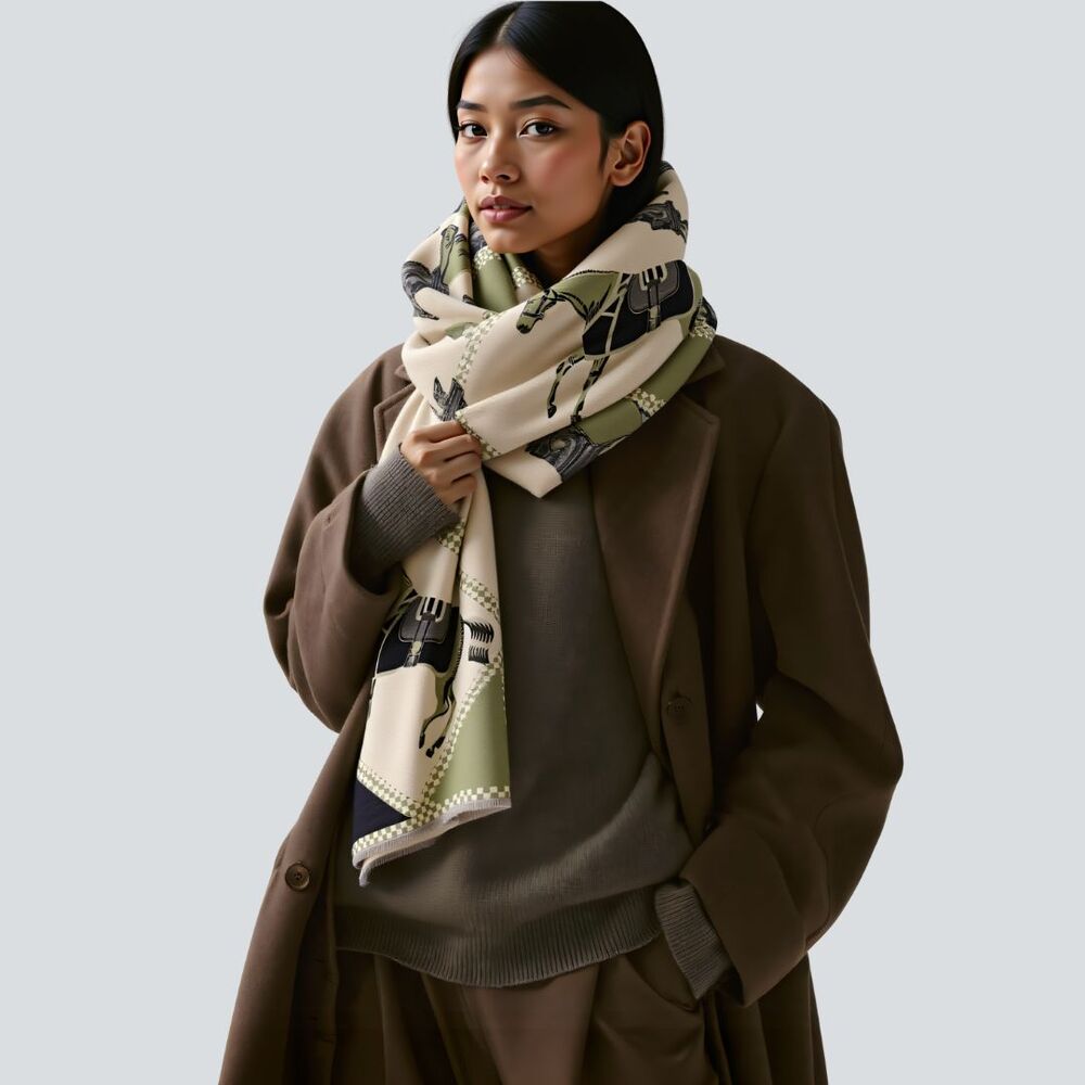 Westrian Cashmere Feel Equestrian Saddle Blanket Horse Winter Scarf